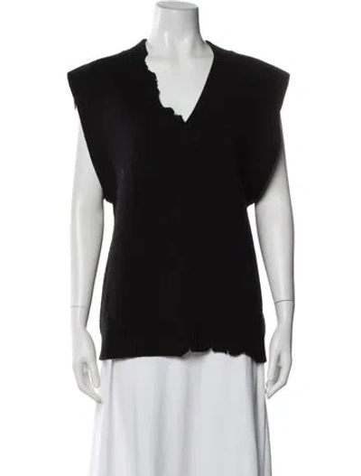 Pre-owned Tibi Lambswool V-neck Sweater In Black