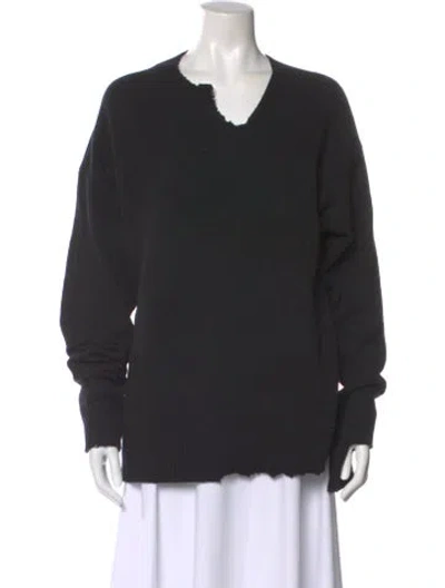 Pre-owned Tibi Lambswool V-neck Sweater In Black