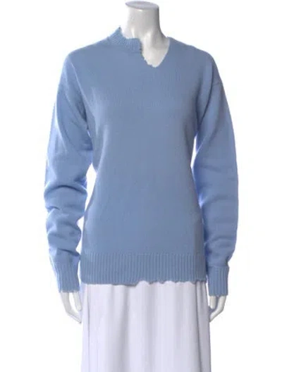 Pre-owned Tibi Lambswool V-neck Sweater In Blue