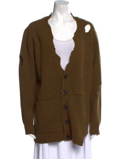 Pre-owned Tibi Lambswool V-neck Sweater In Green