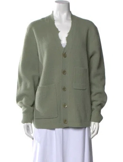 Pre-owned Tibi Lambswool V-neck Sweater In Green