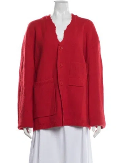 Pre-owned Tibi Lambswool V-neck Sweater In Red