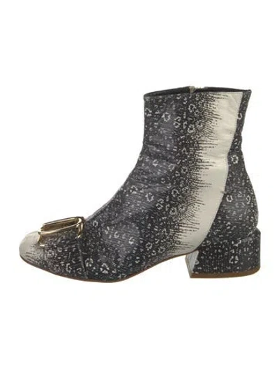 Pre-owned Tibi Leather Animal Print Boots In Black