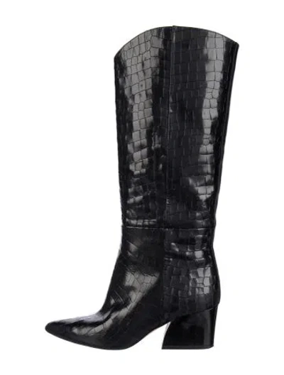 Pre-owned Tibi Leather Animal Print Boots In Black