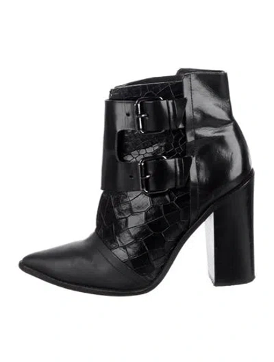 Pre-owned Tibi Leather Animal Print Boots In Black