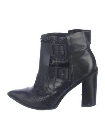 Pre-owned Tibi Leather Animal Print Boots In Blue