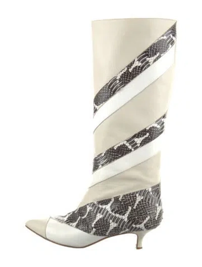 Pre-owned Tibi Leather Animal Print Boots In Neutral