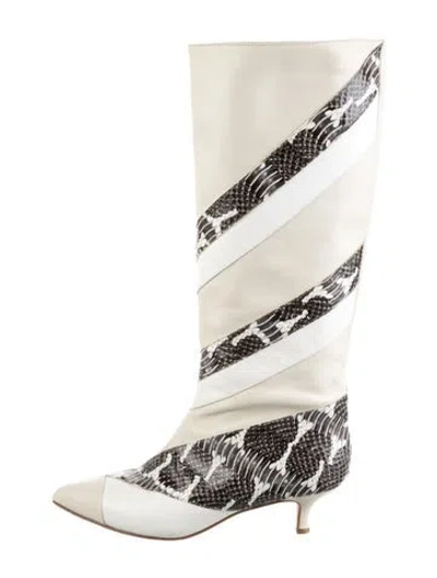Pre-owned Tibi Leather Animal Print Boots In Neutrals