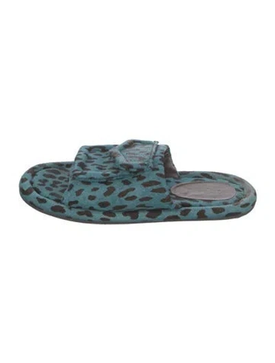 Pre-owned Tibi Leather Animal Print Slides In Blue