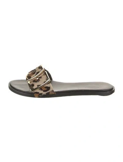 Pre-owned Tibi Leather Animal Print Slides In Multicolor