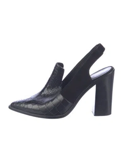 Pre-owned Tibi Leather Animal Print Slingback Pumps In Blue