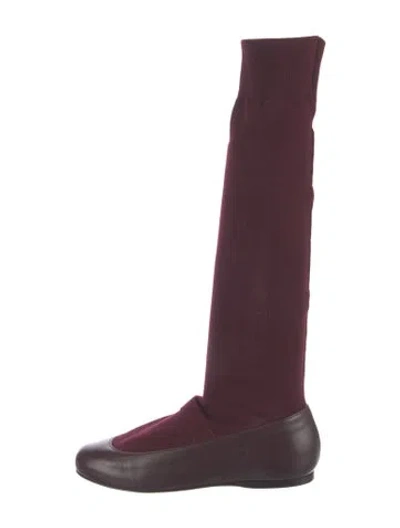Pre-owned Tibi Leather Ballet Flats In Burgundy