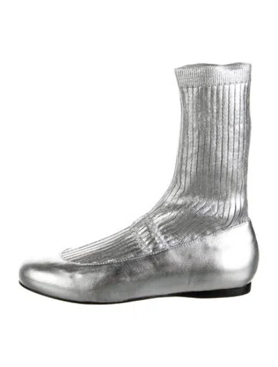 Pre-owned Tibi Leather Ballet Flats In Metallic/silver