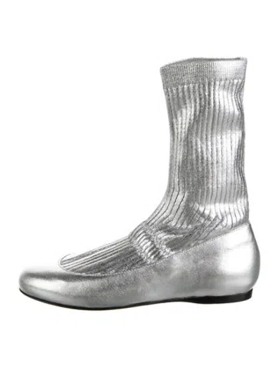 Pre-owned Tibi Leather Ballet Flats In Metallic/silver