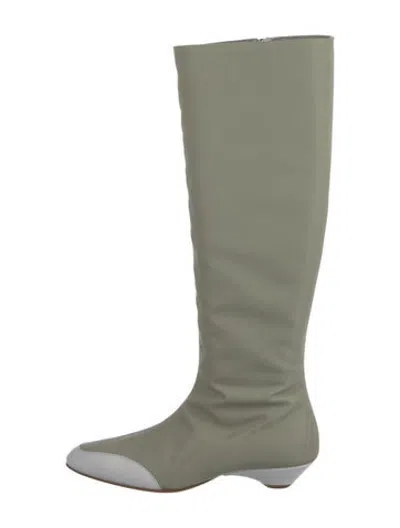 Pre-owned Tibi Leather Boots W/ Tags In Green