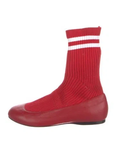 Pre-owned Tibi Leather Colorblock Pattern Flats In Red