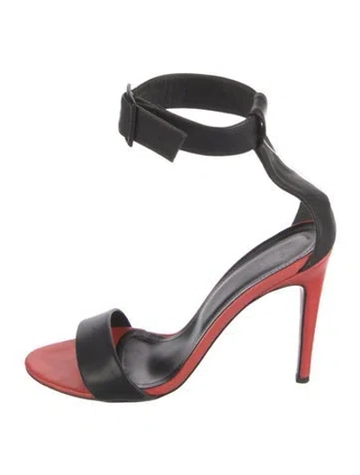 Pre-owned Tibi Leather Colorblock Pattern Sandals In Black