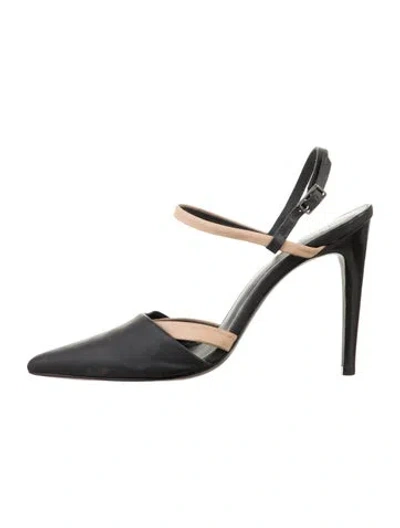 Pre-owned Tibi Leather Colorblock Pattern Slingback Pumps In Black