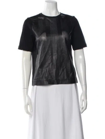 Pre-owned Tibi Leather Crew Neck Top In Black