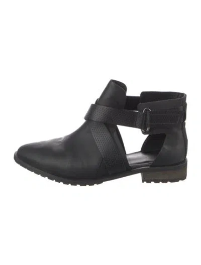 Pre-owned Tibi Leather Cutout Accent Boots In Black
