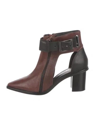 Pre-owned Tibi Leather Cutout Accent Boots In Brown