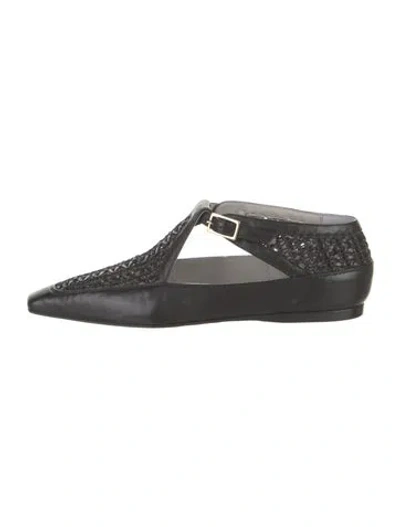 Pre-owned Tibi Leather Cutout Accent Flats W/ Tags In Black