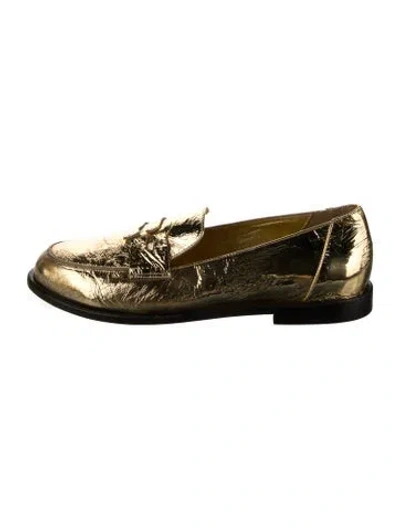 Pre-owned Tibi Leather Dress Loafers In Gold