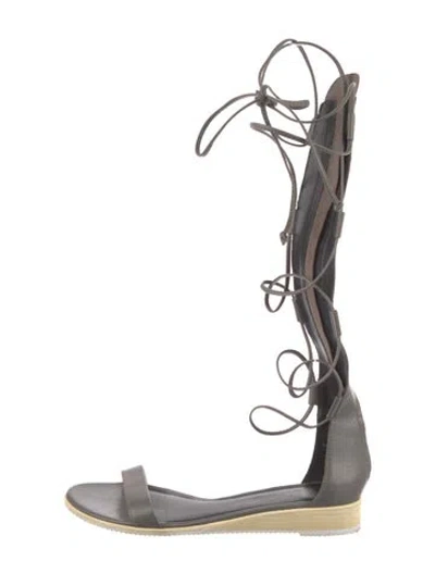 Pre-owned Tibi Leather Gladiator Sandals In Gray