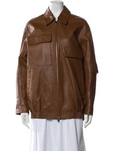 Pre-owned Tibi Leather Jacket In Brown