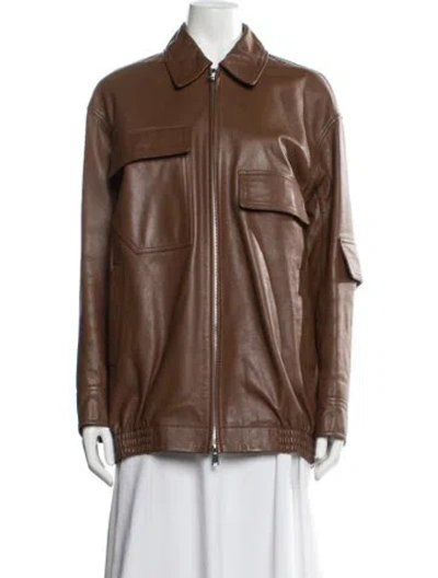 Pre-owned Tibi Leather Jacket In Brown