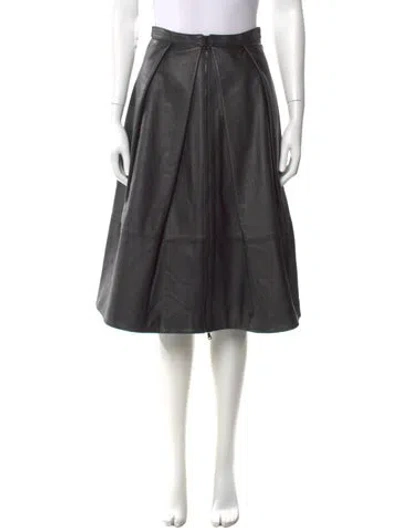 Pre-owned Tibi Leather Knee-length Skirt In Black