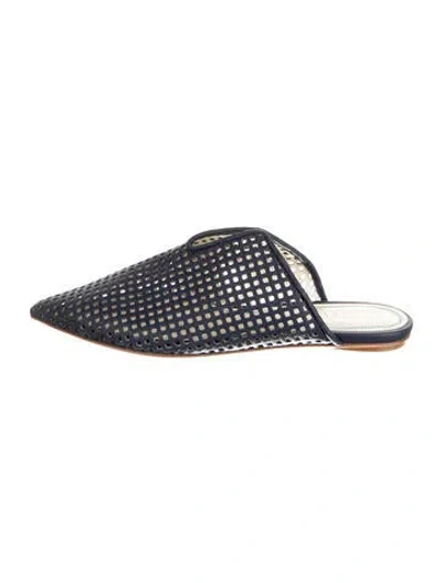 Pre-owned Tibi Leather Lace Pattern Mules In Blue
