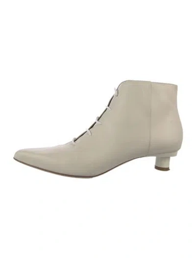 Pre-owned Tibi Leather Lace-up Boots In White