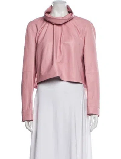Pre-owned Tibi Leather Long Sleeve Blouse In Pink