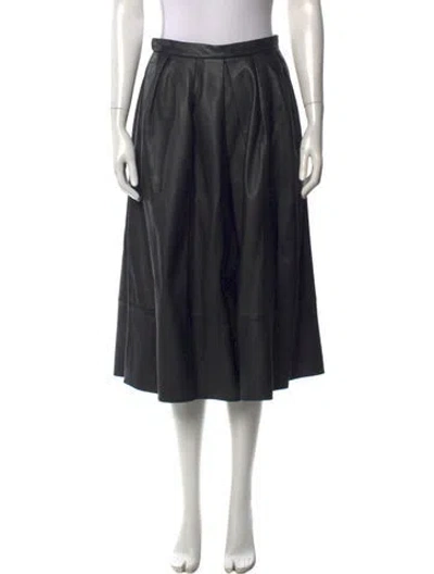 Pre-owned Tibi Leather Midi Length Skirt In Black