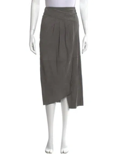 Pre-owned Tibi Leather Midi Length Skirt In Gray