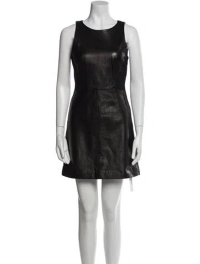 Pre-owned Tibi Leather Mini Dress In Black