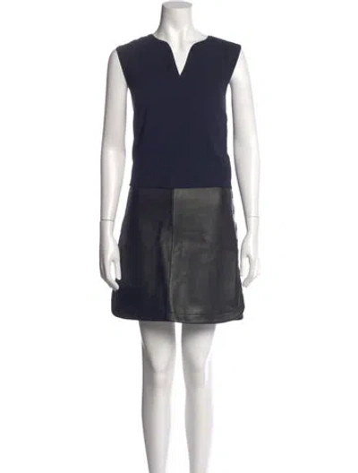 Pre-owned Tibi Leather Mini Dress In Black