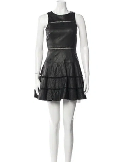 Pre-owned Tibi Leather Mini Dress In Black