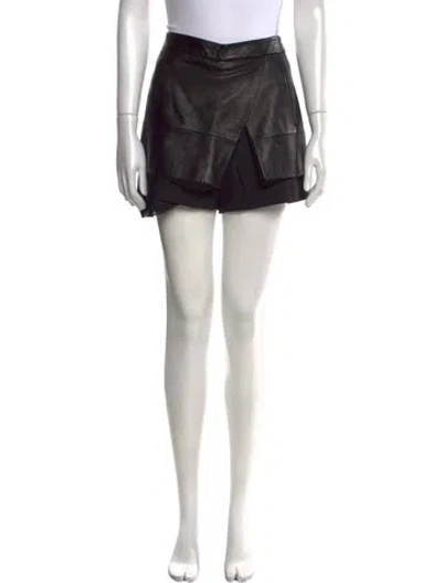 Pre-owned Tibi Leather Mini Shorts In Black