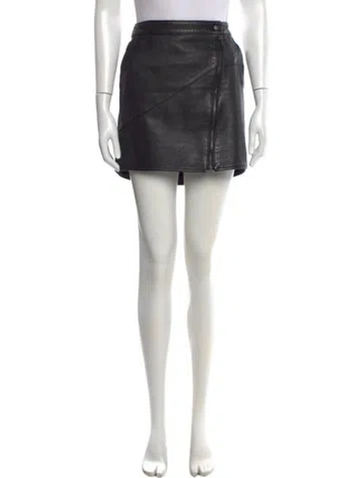 Pre-owned Tibi Leather Mini Skirt In Black