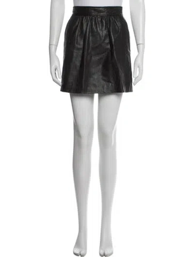 Pre-owned Tibi Leather Mini Skirt In Black