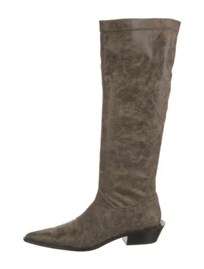 Pre-owned Tibi Leather Patterned Boots In Green