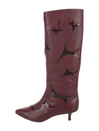 Pre-owned Tibi Leather Patterned Boots In Red