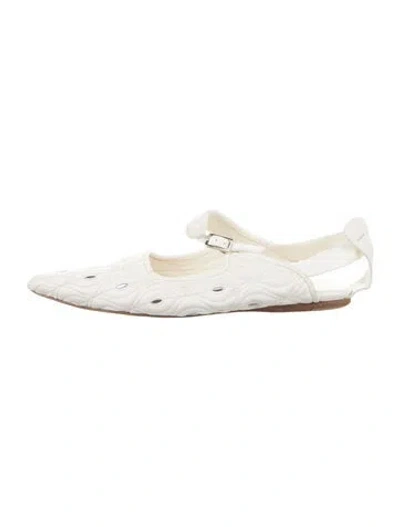 Pre-owned Tibi Leather Patterned Mary Jane Flats In White
