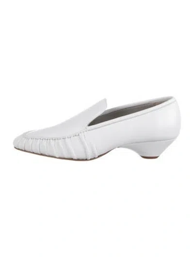 Pre-owned Tibi Leather Pleated Accents Pumps In Silver