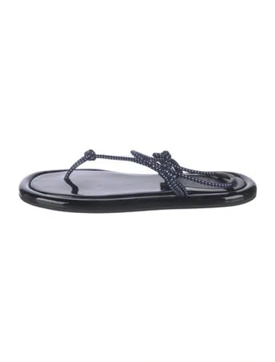 Pre-owned Tibi Leather Polka Dot Print Sandals In Black