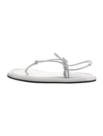 Pre-owned Tibi Leather Polka Dot Print Sandals In Silver
