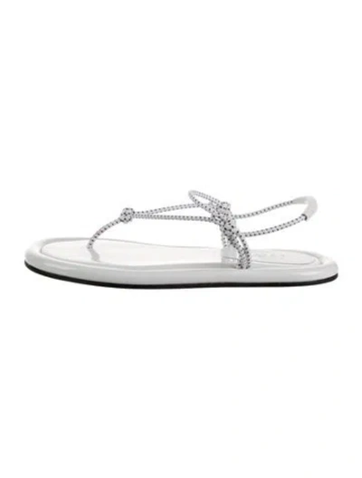 Pre-owned Tibi Leather Polka Dot Print Sandals In Silver