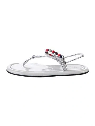 Pre-owned Tibi Leather Polka Dot Print Sandals In Silver